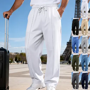 Comfortable men's loose knit joggers with straight-leg fit and drawstring waist for travel