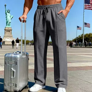 Bequeme graue Herrenhose mit geradem Bein, ideal für Reisen und Business-Anlässe