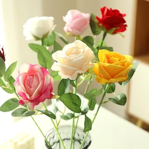 Artificial velvet rose flowers bouquet detail view table decoration romantic gift home decor