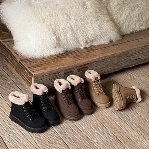 Vintage thick-sole snow boots with warm plush lining in multiple colors