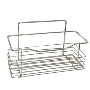 Durable wall-mounted stainless steel storage rack for kitchen and bathroom drainage
