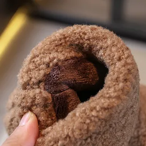 Premium brown children's snow boots featuring thick warm fleece lining for winter comfort