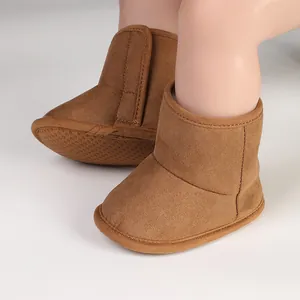 Warm winter baby boots with soft anti-slip soles and Velcro straps for infants.