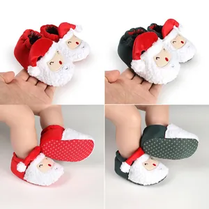 Christmas Cartoon Santa Claus Infant Winter Warm Cotton Shoes Anti Slip Soft Sole First Walkers For Baby Boys Girls