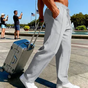 Graue Herren-Jogginghose mit geradem Bein für Freizeit und Reise.