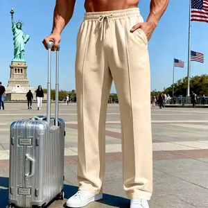 Lockere gerade Jogginghose für Herren in Beige, ideal für Reisen und Sport