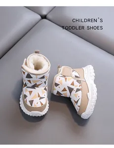 Gemütliche Winter-Schneestiefel für Kinder mit warmem Fleecefutter und Muster