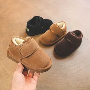 Bottes de neige d'hiver pour bébés avec doublure épaisse en fausse fourrure et velcro