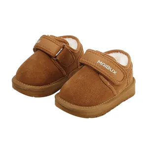 Bottes de neige marron bébé avec semelles souples antidérapantes et doublure polaire