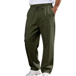 Pantalon de jogging décontracté pour homme en vert olive avec taille à cordon réglable