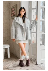 Full view of women's thick-sole short snow boots featuring ethnic embroidery patterns