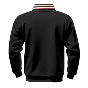 Achteraanzicht van een zwaargewicht zwart fleece sweatshirt met opstaande kraag voor heren
