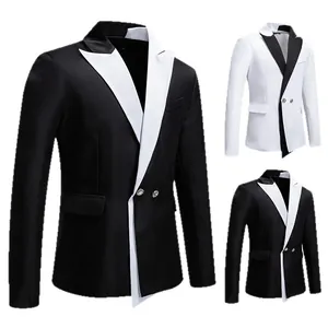 Modern slim fit men's blazer in contrast black and white for weddings and business