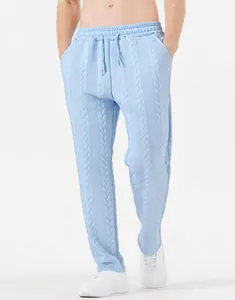 Pantaloni sportivi azzurri da uomo con lavorazione a trecce e una comoda coulisse
