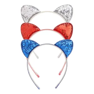 Cerchietto con Orecchie da Gatto in Stile Cartoon con Paillettes Glitter per Feste Festival Accessorio per Capelli Donna Ragazza