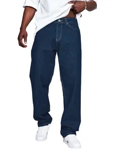 Men Casual Straight Fit Denim Jeans Cotton Washed Stretch Long Pants For Men Autumn Urban Style Solid Color Jeans