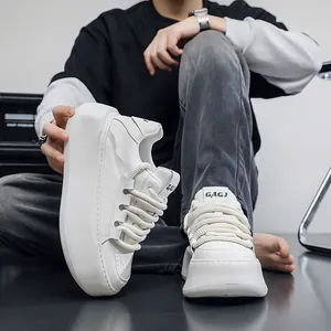 Detailed macro view of trendy white platform bread sneakers with chunky rope laces