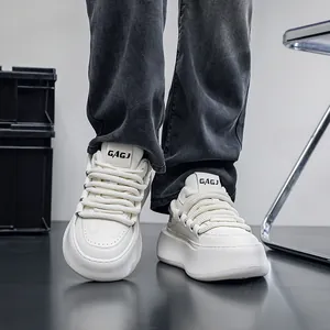 Close-up shot of off-white chunky bread sneakers on foot featuring thick platform soles