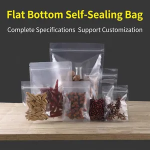 Frosted Translucent Flat Bottom Ziplock Bag Thickened Moisture Proof Food Grade Packaging For Tea Nut Snack Storage