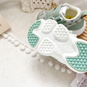 Detailed macro view showing the anti-slip soft sole of lightweight baby walking shoes