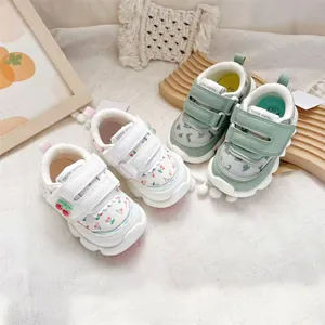 Lightweight toddler walking shoes with soft soles and dual hook-and-loop straps