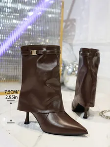 Pointed toe pant-leg ankle boots featuring a 7.5cm stiletto high heel detail