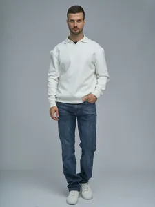 Jeans Denim Uomo Taglio Dritto Casual Tinta Unita Misto Cotone Elasticizzato Pantaloni Lavati Classici Blu Grigio Blu