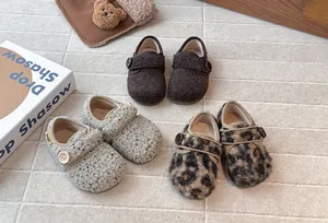 Collection of girls winter fleece shoes with button detail and warm lining