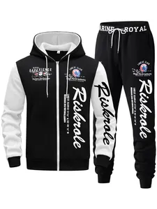 Stijlvol trainingspak met capuchon voor heren met nautische prints en ritssluiting