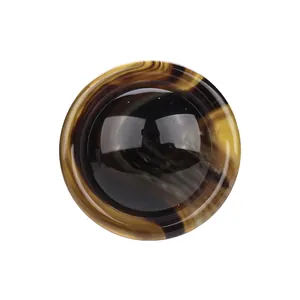 High-end round resin button with amber and brown tortoiseshell marbled pattern for coats
