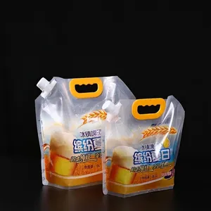 Durable transparent stand-up spout pouch for liquid beer packaging in 2.5L and 5L sizes