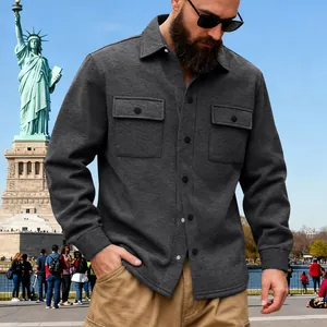 Veste cargo d'extérieur pour hommes doublée de polaire lourde en couleur gris foncé