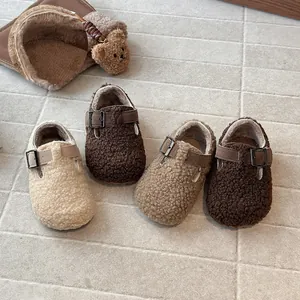 Παιδικά Βαμβακερά Παπούτσια Vintage Στιλ Birkenstock Ζεστά με Επένδυση Φλις Τεχνητό Δέρμα Σέρπα Σαμπό για Αγόρια Κορίτσια Χειμερινά Παπούτσια