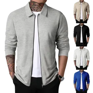 Veste zippée homme en maille gaufrée, coupe ajustée, coloris gris, noir, kaki, blanc et bleu.