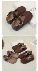 Herfstmode Mary Jane-schoenen voor peutermeisjes in bruin, kaki en luipaardprint