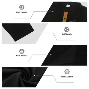 Gros plans détaillés du col, des poignets, de l'ourlet et de la texture d'un polo noir