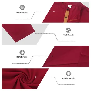 Détails du col, des poignets, de l'ourlet et du tissu respirant du polo rouge