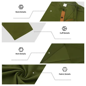 Détails d'un polo Henley à manches longues pour homme : col, poignets et texture du tissu