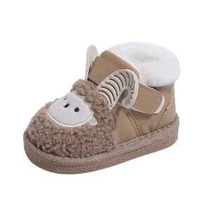 Cute cartoon sheep baby winter snow boots with warm plush lining and soft sole