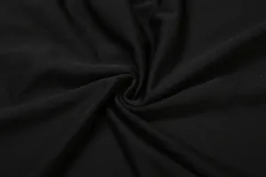 Close-up macro view of high-quality black garment fabric texture with elegant drapes