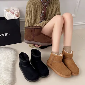 Botas de nieve de invierno en cuero esmerilado en varios colores con forro cálido