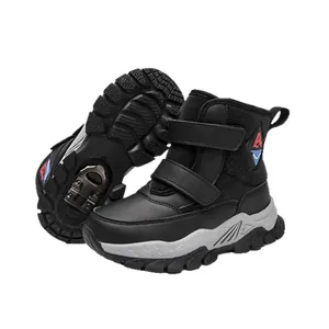 Children's warm snow boots with anti-slip steel spikes for outdoor winter sports