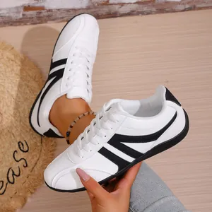 Women Casual White Sneakers Retro German Trainer Gump Style Breathable PU Leather Lightweight Non-Slip Flat Board Shoes For Autumn Daily Walking