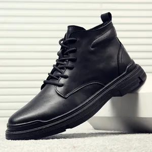 Bottines Martin noires en cuir véritable pour hommes au design élégant de qualité supérieure