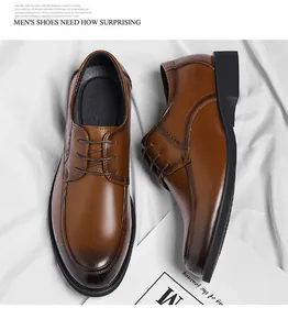 Classic men's brown leather derby shoes in a sleek professional formal business style
