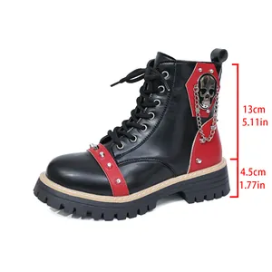 Vue latérale de bottines punk à plateforme pour femmes, tige 13cm et semelle 4,5cm