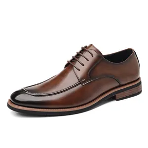 Zapatos Derby clásicos de cuero marrón para hombre, ideales para negocios y bodas