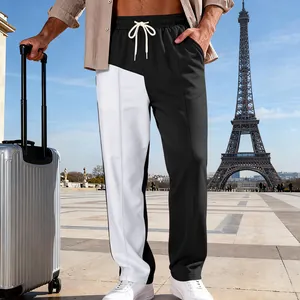 Pantaloni uomo high street bicolore a gamba dritta davanti alla Torre Eiffel a Parigi