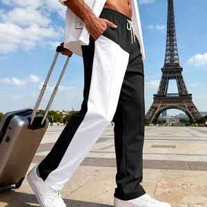 Pantaloni da uomo larghi color block per stile hip-hop casual e urbano