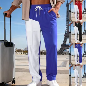 Pantaloni casual da uomo con design color block moderno e taglio dritto per viaggi